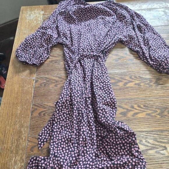 Boden Notch Neck Jersey Midi Dress In Pink/black Floral Sz 10R - Picture 5 of 5